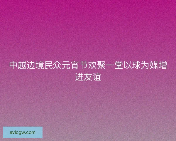 中越边境民众元宵节欢聚一堂以球为媒增进友谊