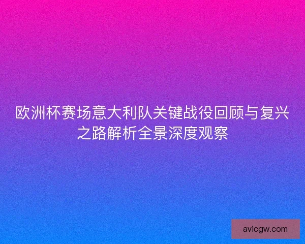 欧洲杯赛场意大利队关键战役回顾与复兴之路解析全景深度观察