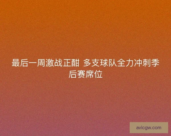 最后一周激战正酣 多支球队全力冲刺季后赛席位