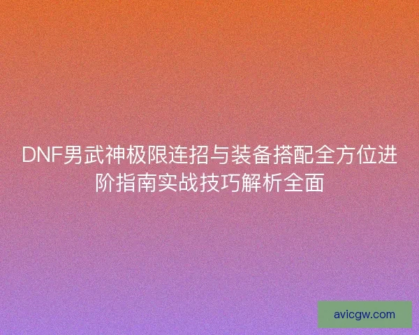 DNF男武神极限连招与装备搭配全方位进阶指南实战技巧解析全面
