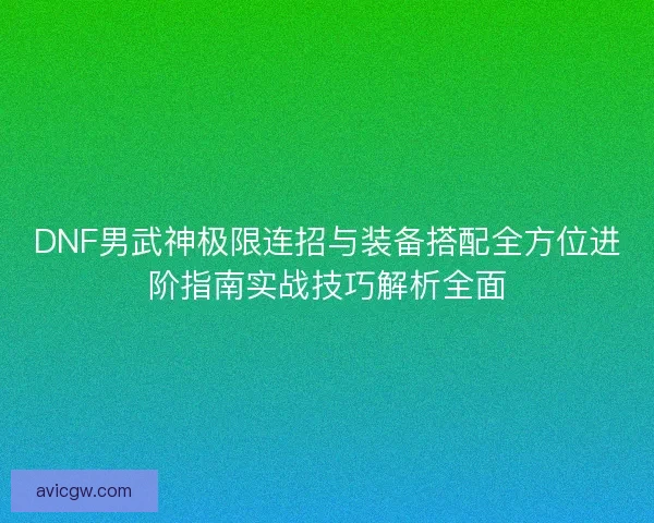DNF男武神极限连招与装备搭配全方位进阶指南实战技巧解析全面 DNF男武神极限连招与装备搭配全方位进阶指南实战技巧解析全面