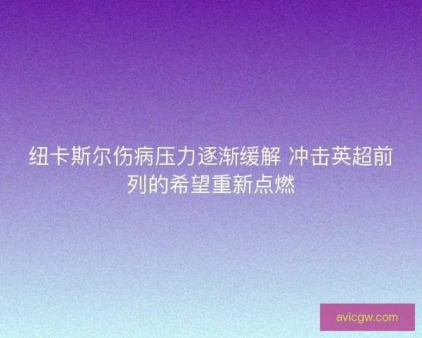 纽卡斯尔伤病压力逐渐缓解 冲击英超前列的希望重新点燃